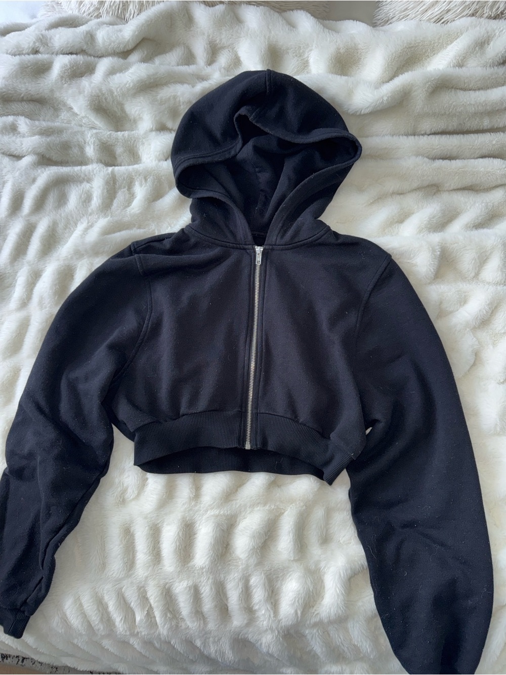ALO Yoga Black Cropped Zip Hoodie Jacket